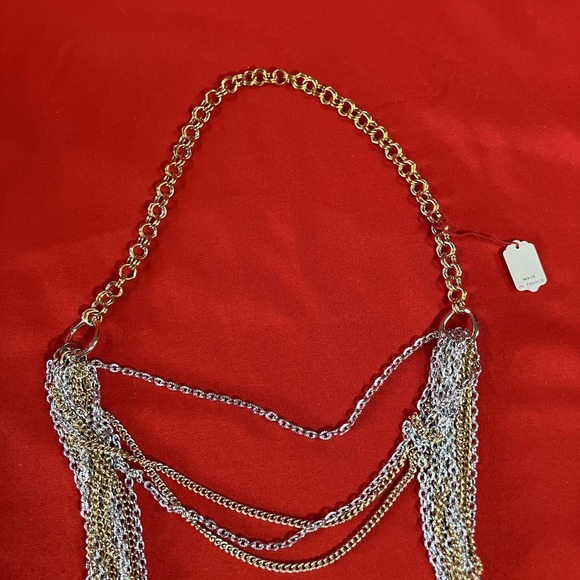 Vintage Multiple Chain Layered‎ Waterfall Necklace / Metal / Costume Jewelry - Picture 9 of 11